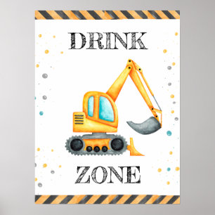 Cute Boy Birthday Construction Fordon Party Poster