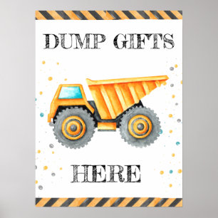 Cute Boy Birthday Construction Fordon Party Poster