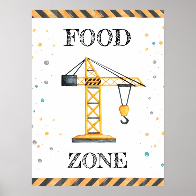 Cute Boy Birthday Construction Fordon Party Poster (Framsidan)