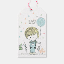 Cute Boy blonde hårfödelsedag Tack märkre Presentetikett