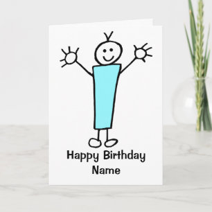 Cute Boy Blue Birthday Kort