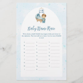 Cute Boy Blue Nursery Baby Shower Namn Tävling Gam