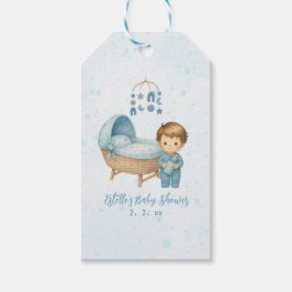 Cute Boy Blue Nursery Baby Shower Presentetikett