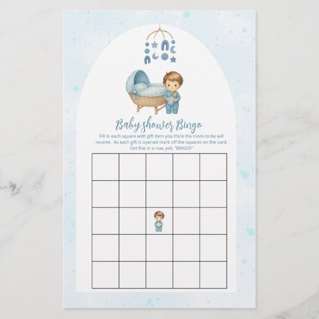 Cute Boy Blue Shower Bingo Game (Framsida)