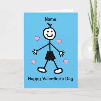 Cute Boy Blue Valentines kort