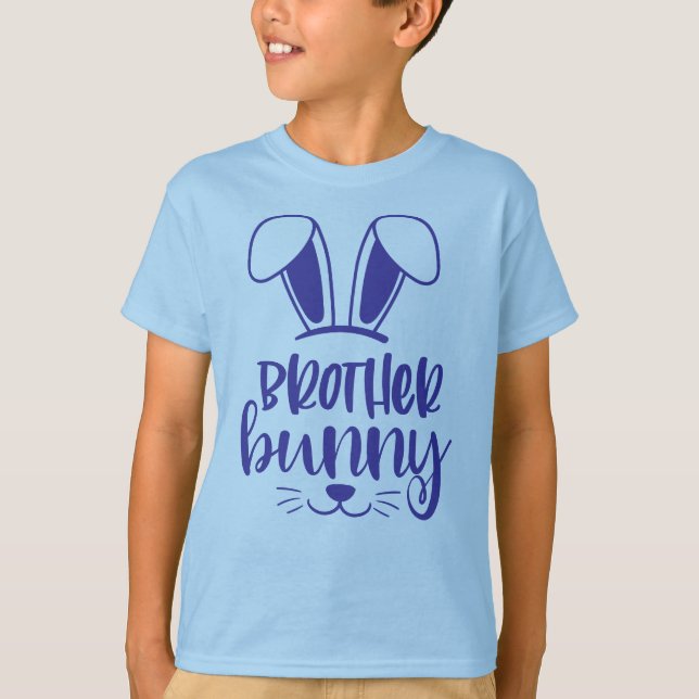 Cute Boy Brother Bunny Påsk T Shirt (Framsida)