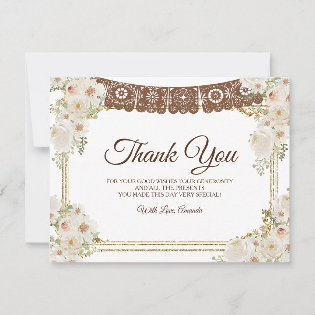 Cute Boy Brown Mexican Baptism och första födelsed Tack Kort (Framsida)