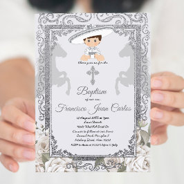 Cute Boy Charro Baptism Christening-inbjudan Inbjudningar