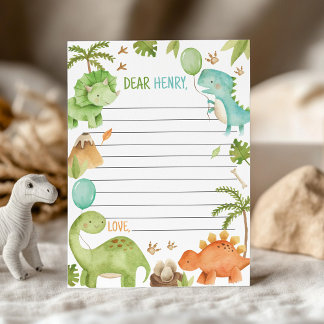 Cute  Boy Dinosaur Time Capsule Note Message Card Tack Kort