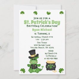 Cute Boy Dragon St. Patrick's Day Birthday Inbjudningar