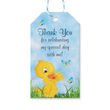 Cute Boy Duckling och Butterfly Baby Shower Favor