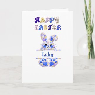 Cute Boy Easter Bunny Personalize Kort