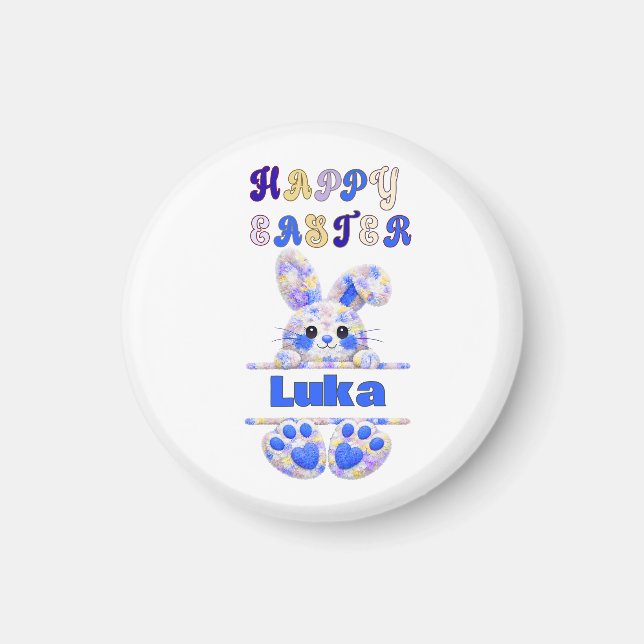 Cute Boy Easter Bunny Personalize Magnet (Framsidan)