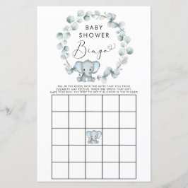 Cute Boy Elephant Baby Bingo Shower Game