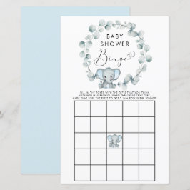 Cute Boy Elephant Baby Bingo Shower Game