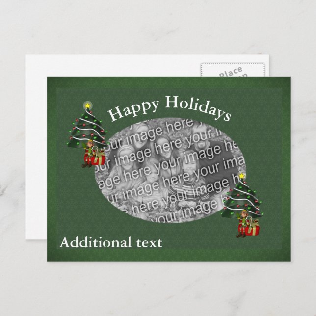 Cute Boy Elf-julens Helgdag Fotovykort Helg Vykort (Fram/baksida)