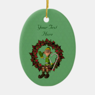 Cute Boy Elf Poinsettia Wandeans Helgdag Ornament