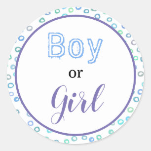 Cute Boy eller Girl Gender ReveaI Runt Klistermärke