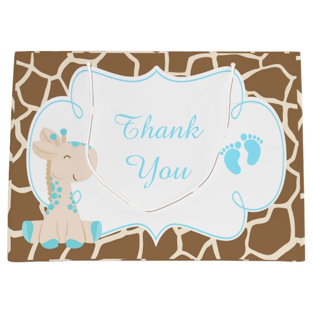 Cute Boy Giraffes Baby Shower Tack (Framsidan)