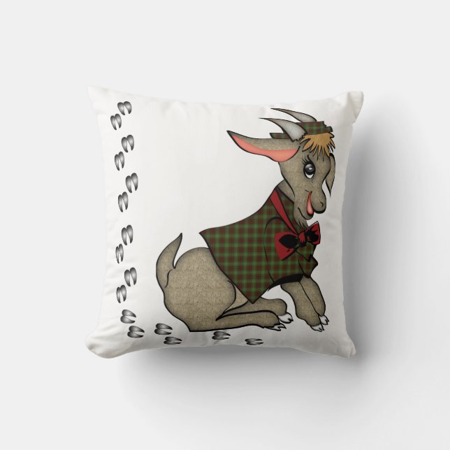 Cute Boy Goat med Jacka och Hat Pillow Kudde (Framsida)