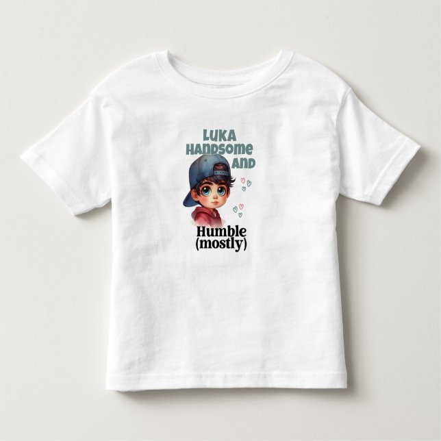 Cute Boy Handsome och Humble T Shirt (Framsida)