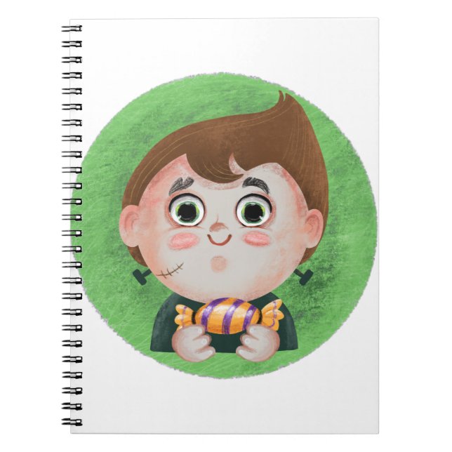 Cute boy i ett monster Halloween-kostym Anteckningsbok (Framsidan)