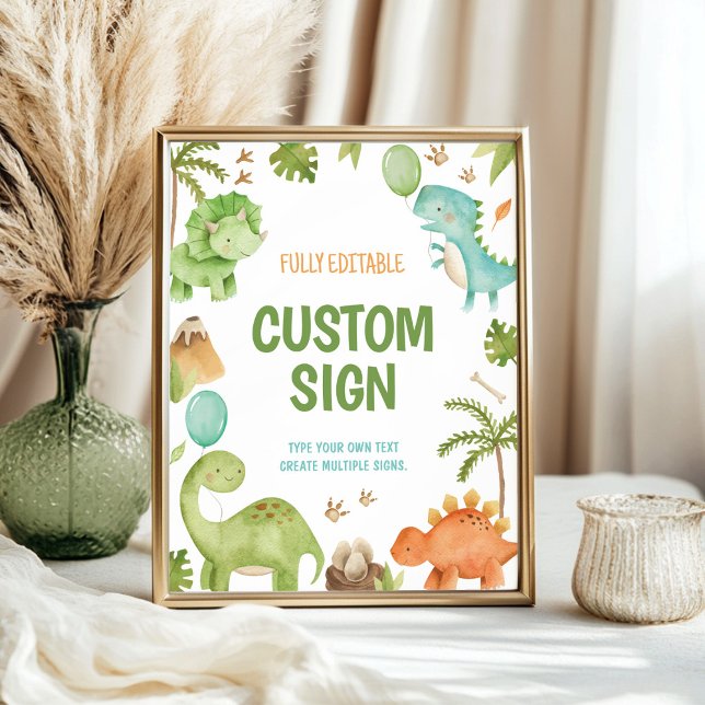 Cute Boy Jungle Dinosaur Birthday Party Table Sign Poster (Skapare uppladdad)