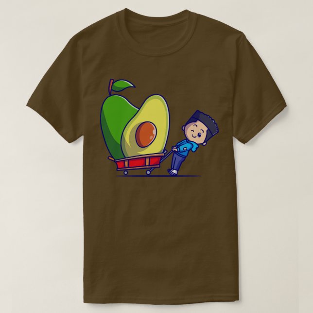 Cute Boy med Avocado Tecknad T Shirt (Design framsida)