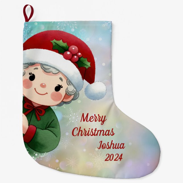 Cute Boy med Santa Hat Stor Julstrumpa (Framsidan)