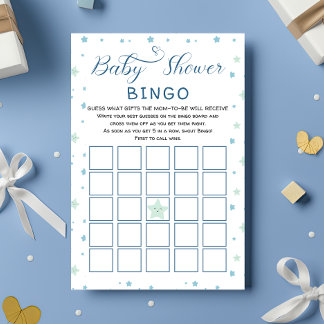 Cute Boy med Watercolor Stars & Flowers Bingo Game