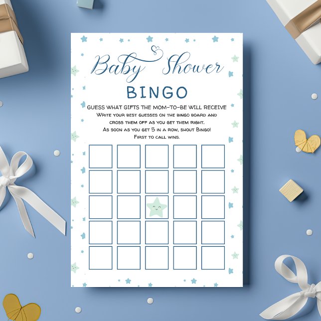 Cute Boy med Watercolor Stars & Flowers Bingo Game (Skapare uppladdad)