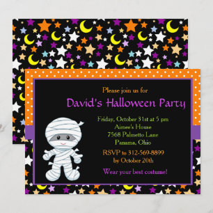 Cute Boy Mummy Halloween Costume Party Inbjudningar