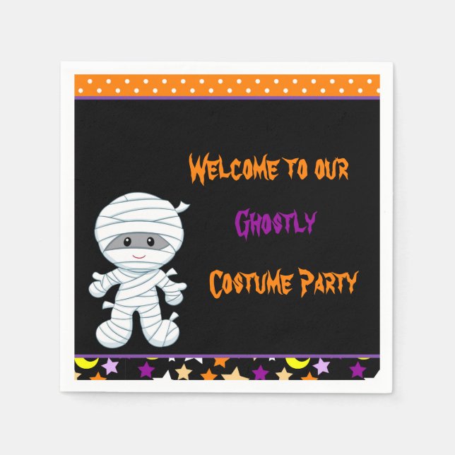 Cute Boy Mummy Halloween Costume Party Pappersservett (Framsidan)