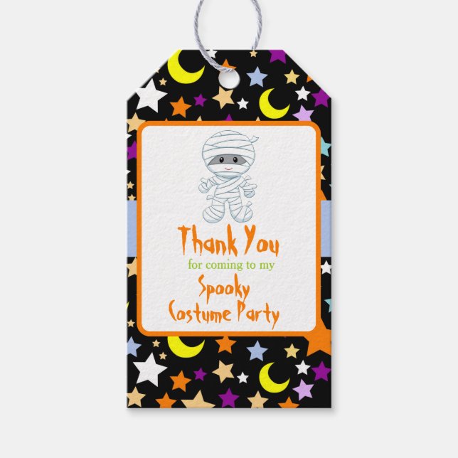 Cute Boy Mummy Halloween Costume Party Presentetikett (Framsidan)