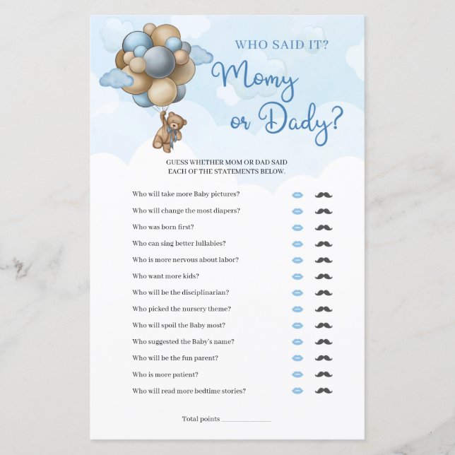 Cute boy nalle brun ballonger Mamma eller pappa (Framsida)