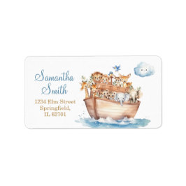 Cute Boy Noahs Ark Baby Shower Adress Adressetikett
