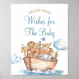 Cute Boy Noahs Ark Baby Shower Önskemål för Baby Poster