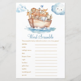 Cute Boy Noahs Ark Baby Shower Ordspridningsspel
