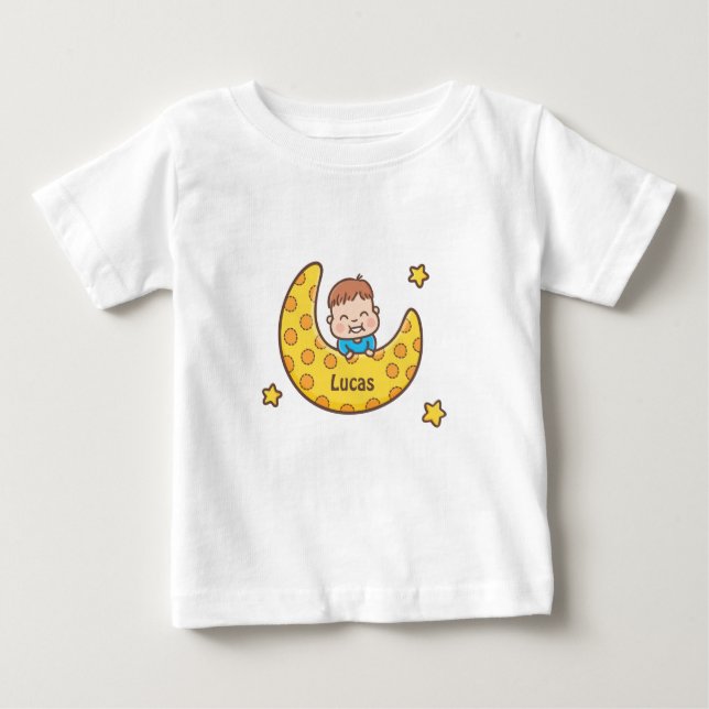 Cute Boy på Måne Baby Tee (Framsida)