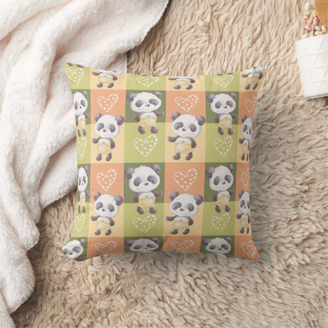 Cute Boy Panda Bear Kudde (Filt)