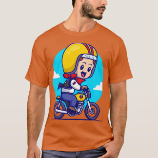 Cute Boy Riding Motorcycle Tecknad T Shirt