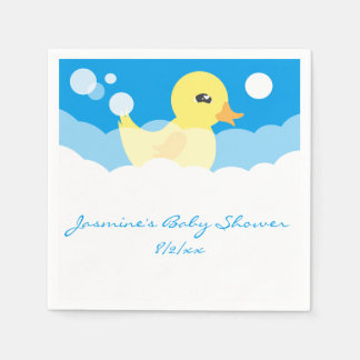 Cute Boy Rubber Ducky Baby Shower Pappersservett