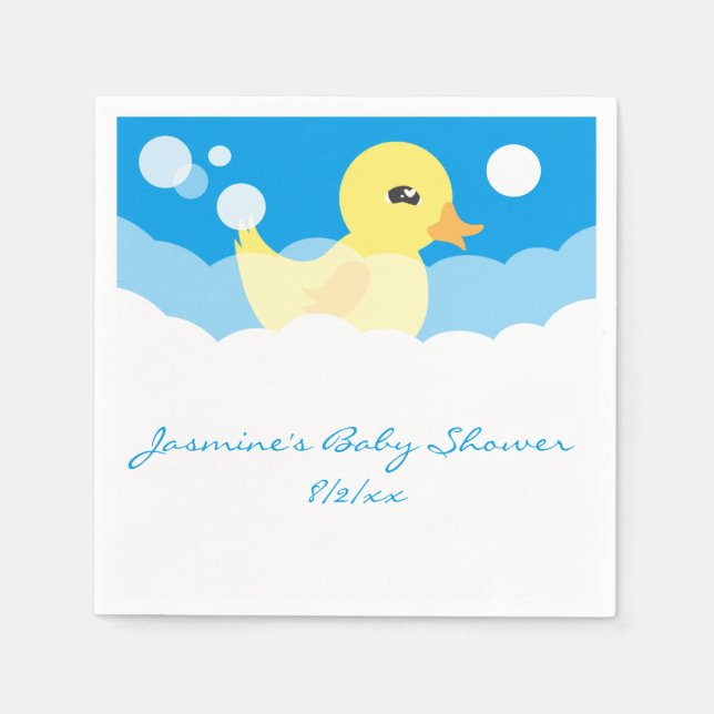 Cute Boy Rubber Ducky Baby Shower Pappersservett (Framsidan)