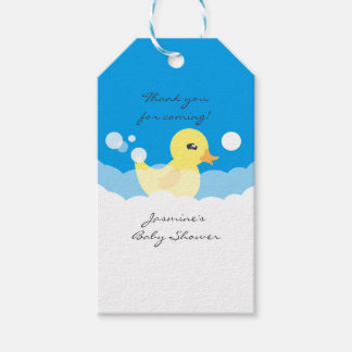 Cute Boy Rubber Ducky Baby Shower Presentetikett