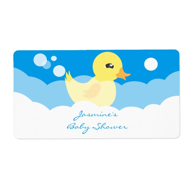 Cute Boy Rubber Ducky Vattenflaska Labels Fraktsedel (Framsidan)