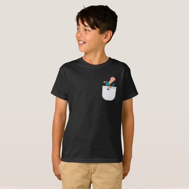 Cute Boy Searching I Vector Pocket Design T-Shirt (Hel framsida)