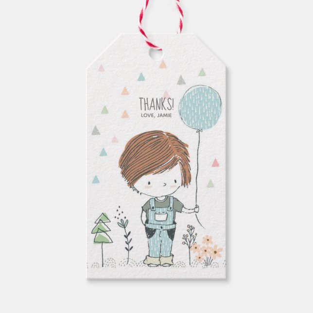 Cute Boy Småbarn Red hair Birthday Tack märkre Presentetikett (Framsidan)