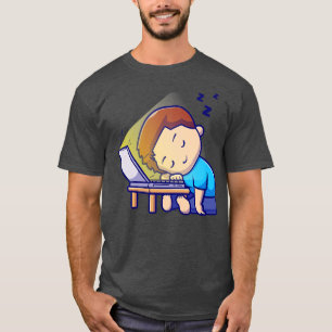 Cute Boy sover på Tecknaden för bärbara datorer T Shirt