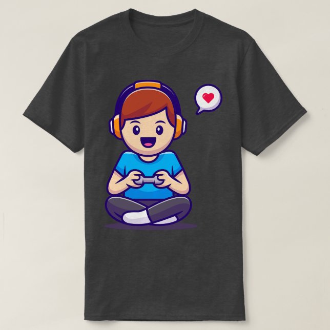 Cute Boy Spela spel T Shirt (Design framsida)