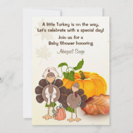 Cute Boy Turkey Thanksgiving Baby Shower Inbjudan